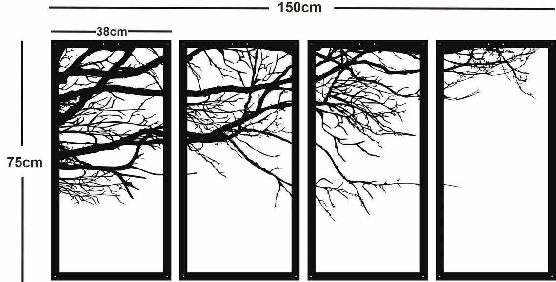 Metal Wall Art, 4 Panels Tree of Life Decor, Metal Tree Decoration, Metal Wall Hangings, Tree Sign, Home Decor, Metal Wall Decor