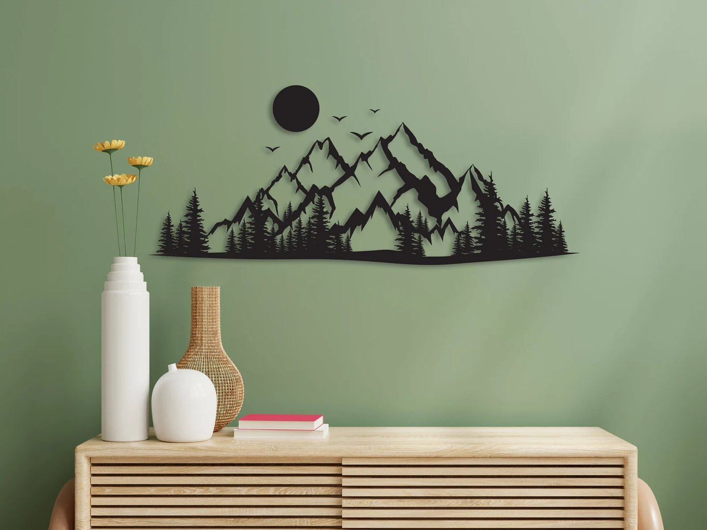 Mountain Metal Wall Art Decor, Mountain Range View, Nature and Forest Decorations, Home Decor, Metal Wall Hanging, Housewarming Gift Unique