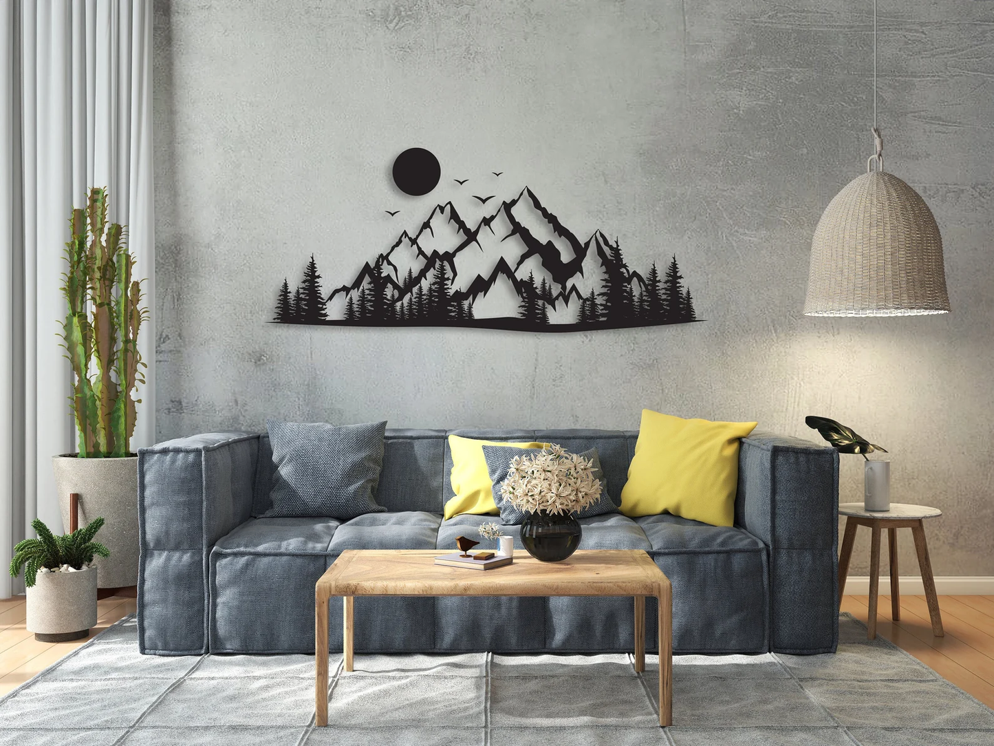 Mountain Metal Wall Art Decor, Mountain Range View, Nature and Forest Decorations, Home Decor, Metal Wall Hanging, Housewarming Gift Unique