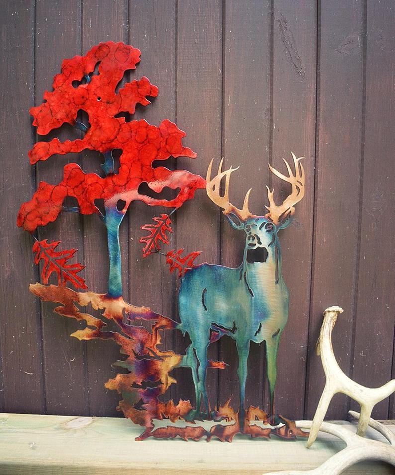 Fall Buck- Metal Wall Art - Metal Deer Wall Art - Hunting Wall Art - Deer Wall Décor - Gift for Hunter