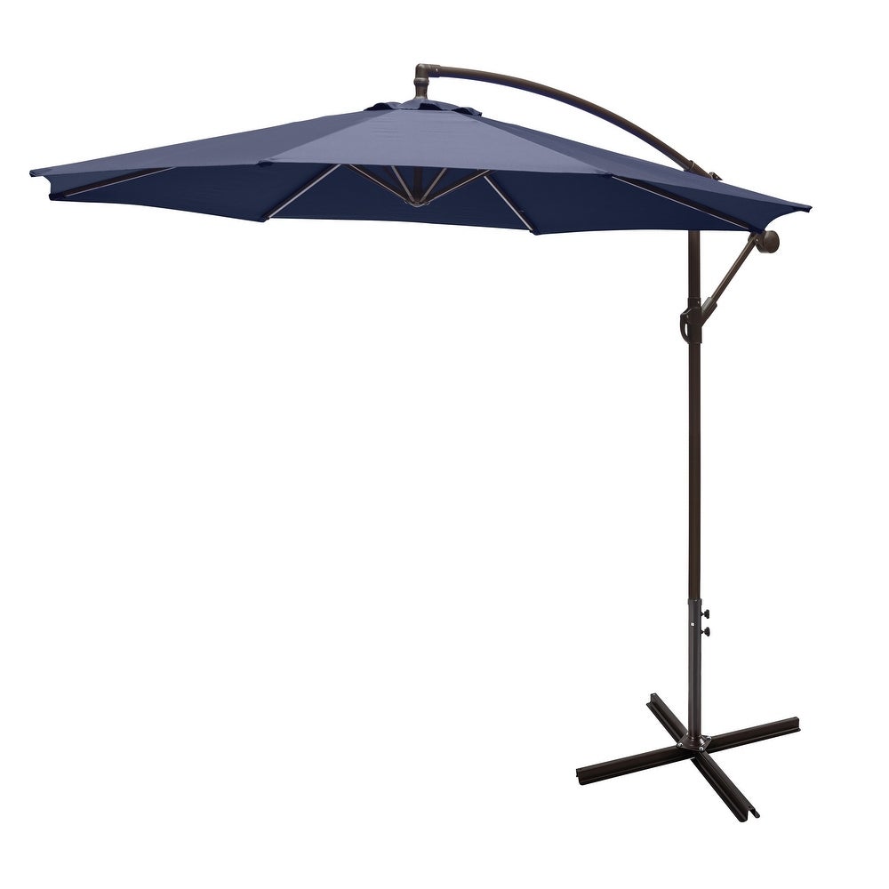 10 ft. Hanging Patio Umbrella — Adjustable Height with Steel Pole and Ribs — Available Colors Gray, White, Red, Beige, Navy Blue