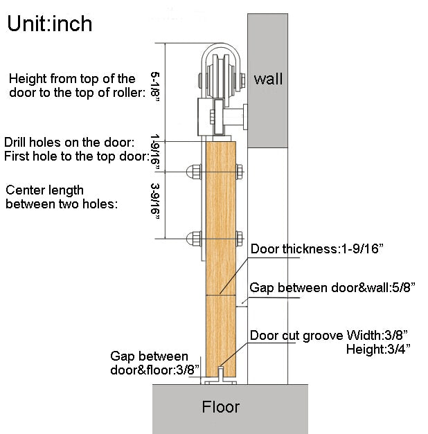 Sliding Door Kit - Sliding Door Hardware - Sliding Barn Door Kit - Barn Door Hardware - 5FT-10FT