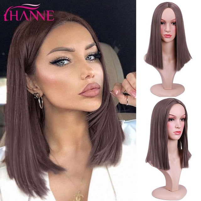 Tinted Color Straight Hair Synthetic Wig -Synthetic Hair Colored Wig - Shoulder Length Synthetic Hair Wig