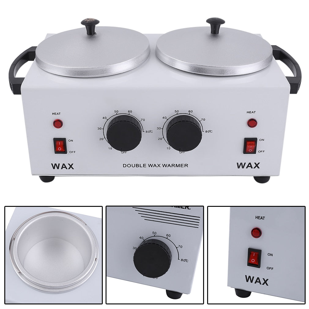 Double Pot Wax Heater - Electric Hair Removal Tool - Wax Machine Hands Feet Paraffin - Wax Therapy - Depilatory Salon Beauty Tool