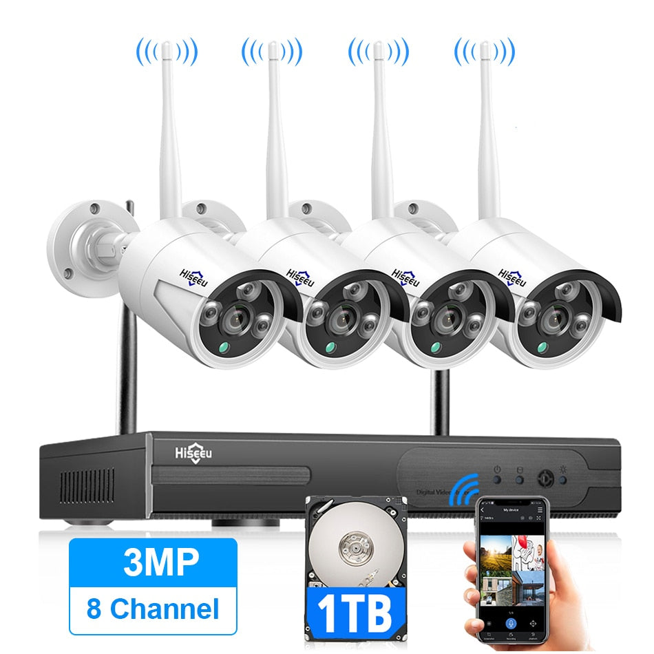 Hiseeu - HD Wireless Home Indoor/Outdoor Camera System - Home Security Camera System with Recordings