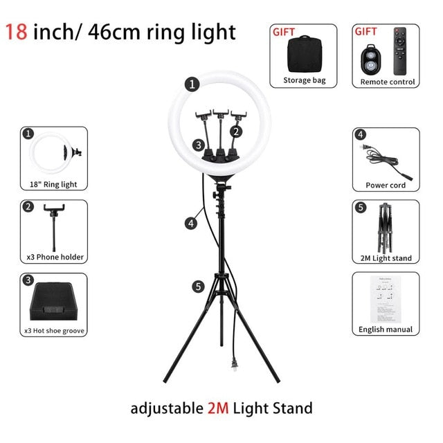 10"/14"/18" Selfie Ring Light - Ring Light with Tripod - LED Ring Light - RGB Ring Light - RGB LED Ring Light