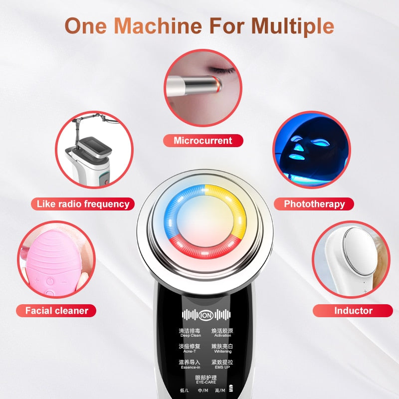 7 in 1 Radio Mesotherapy Electroporation RF & EMS - RF Lifting Beauty LED Photon - Face Skin Rejuvenation - Wrinkle Remover Radio Frequency