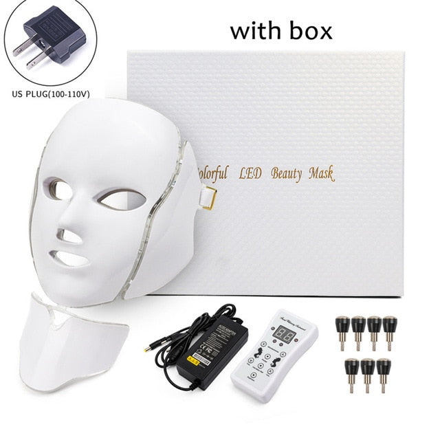 Facial Photon Therapy Mask - 7 Colors Light LED Facial Photon Therapy - Beauty Theraphy Mask -Skin Rejuvenation Mask - Face Care Anti Acne Whitening