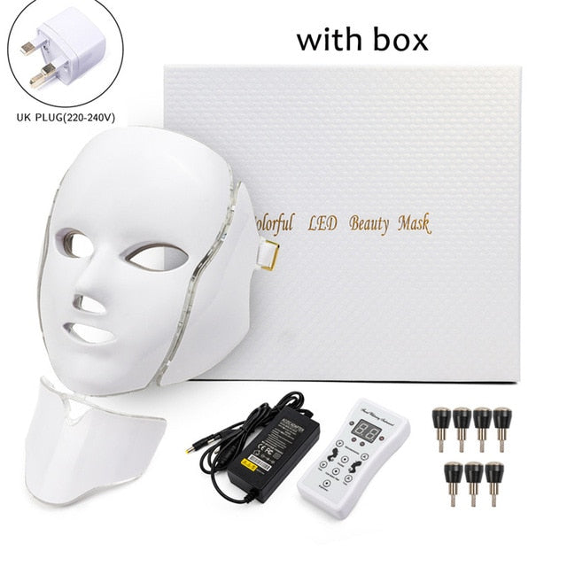 Facial Photon Therapy Mask - 7 Colors Light LED Facial Photon Therapy - Beauty Theraphy Mask -Skin Rejuvenation Mask - Face Care Anti Acne Whitening