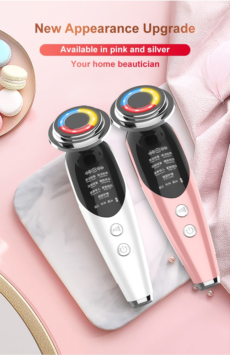 7 in 1 Radio Mesotherapy Electroporation RF & EMS - RF Lifting Beauty LED Photon - Face Skin Rejuvenation - Wrinkle Remover Radio Frequency