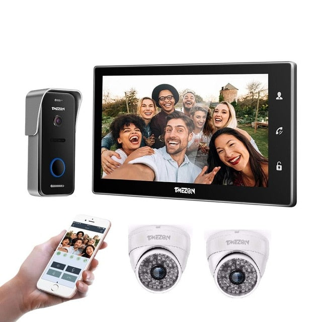 TMEZON - TMEZON Video Doorbell - 10 Inch Wireless Video Doorbell - Smart IP Video Doorbell - Video Doorbell Intercom System - 720P Camera Doorbell
