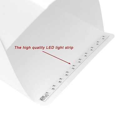 Mini Folding Studio Diffuse Soft Box With LED Light Black White Background