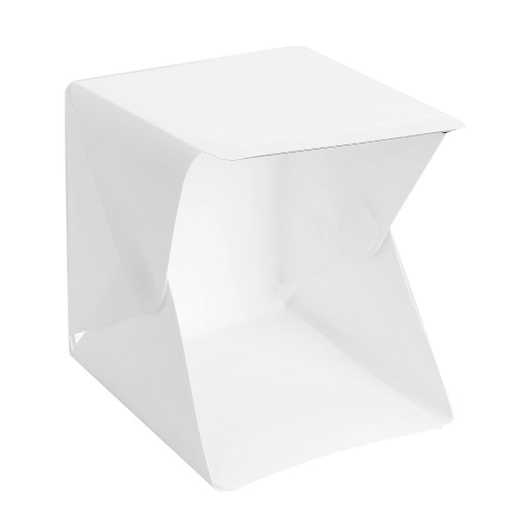 Mini Folding Studio Diffuse Soft Box With LED Light Black White Background