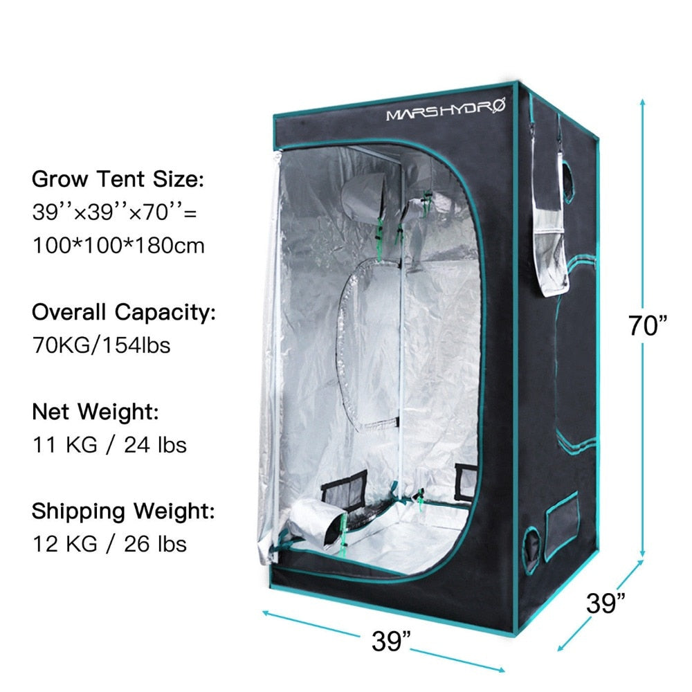 MarsHydro - 2PCS 1680D  Indoor Hydroponics Grow Tent - 39*39*70 inch Hydroponics Grow Tent -Marshydro Grow kit -Completely LED Indoor Growing System