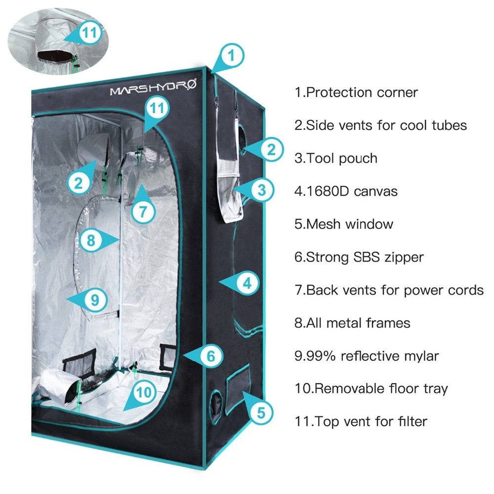 MarsHydro - 2PCS 1680D  Indoor Hydroponics Grow Tent - 39*39*70 inch Hydroponics Grow Tent -Marshydro Grow kit -Completely LED Indoor Growing System