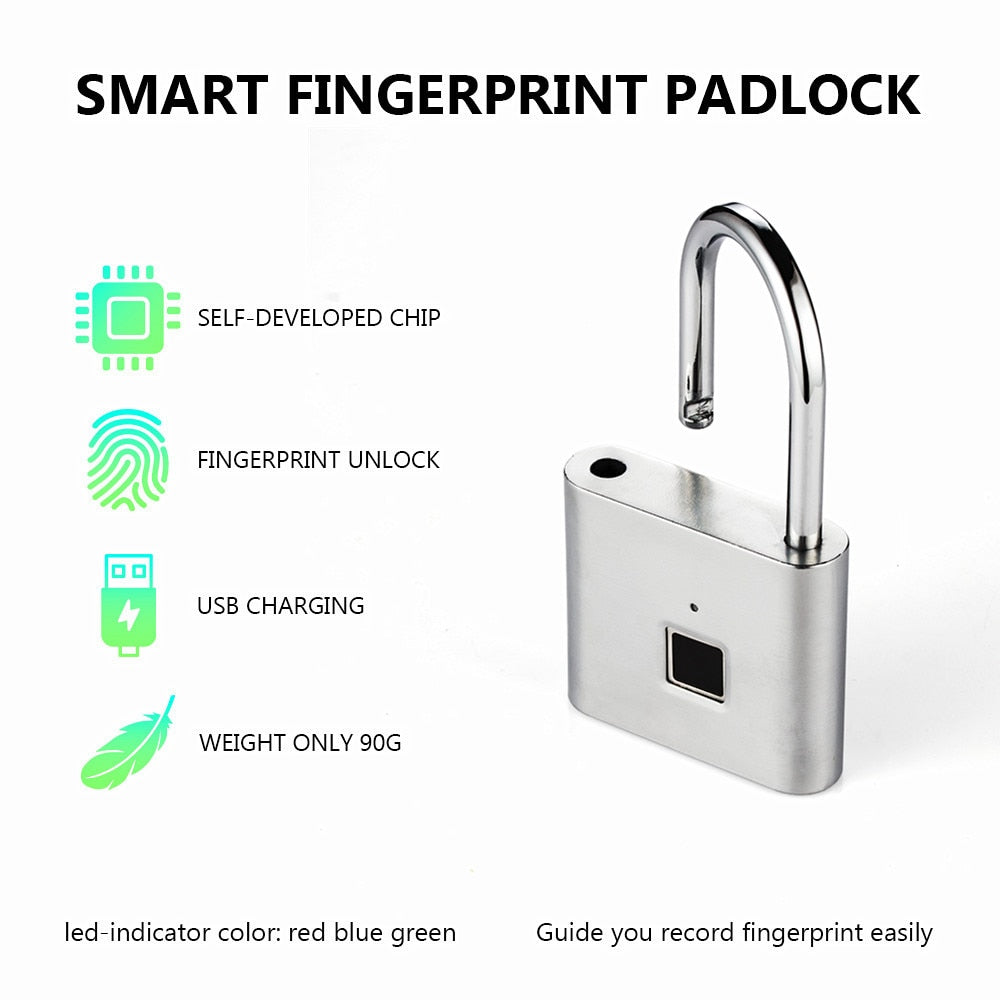 Keyless USB Fingerprint Smart Padlock