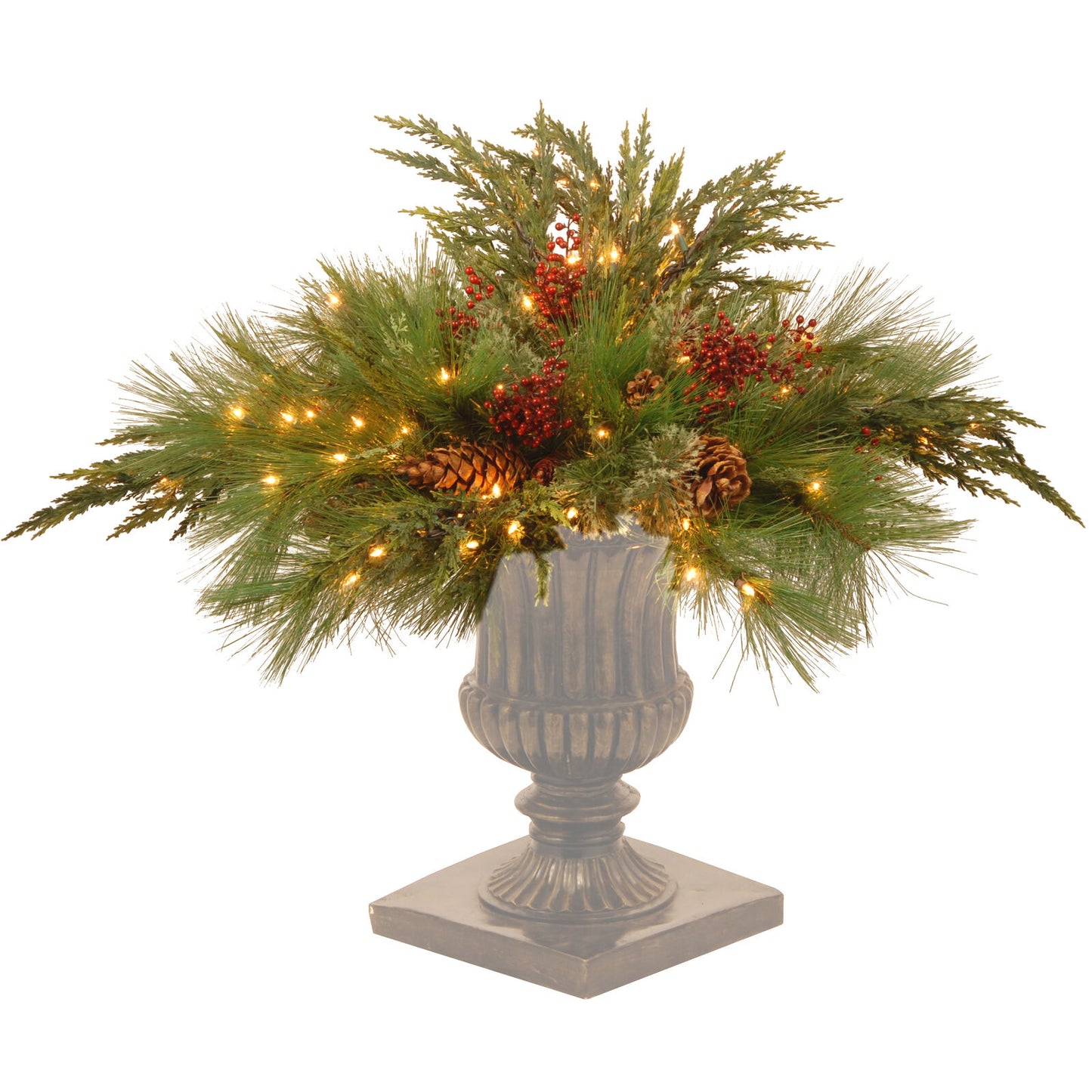 Pre-lit Artificial Christmas Decor Urn Filler with Lights