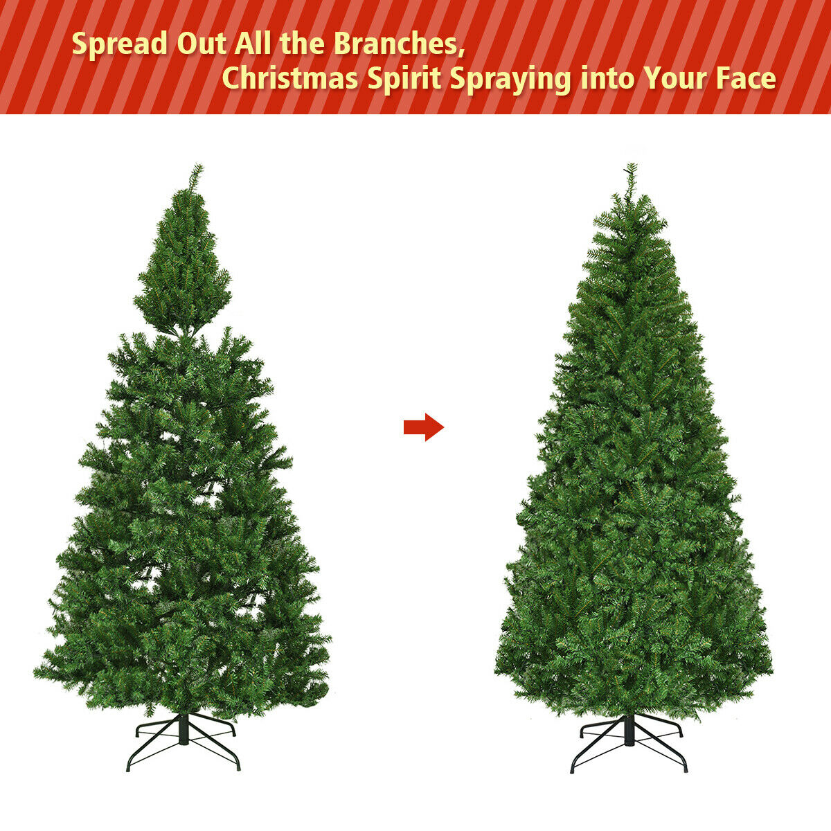 7-ft Pre-Lit Premium Christmas Tree With 500 Multicolored LED Lights & Stand
