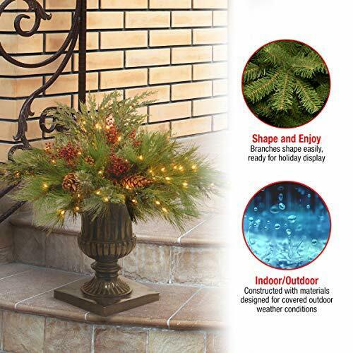 Pre-lit Artificial Christmas Decor Urn Filler with Lights