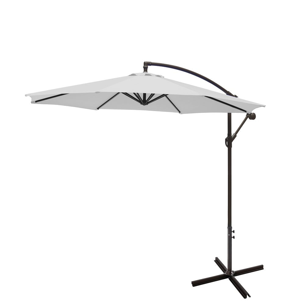 10 ft. Hanging Patio Umbrella — Adjustable Height with Steel Pole and Ribs — Available Colors Gray, White, Red, Beige, Navy Blue