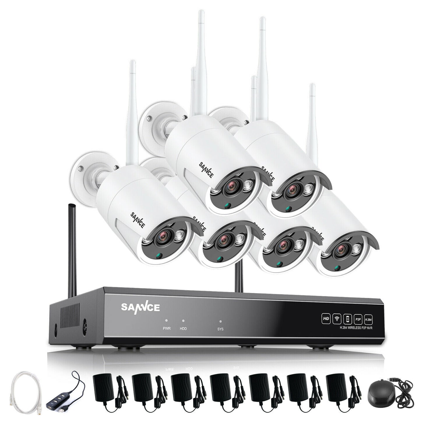 SANNCE - 8CH Security Camera System -  NVR HD 1080P Security IP Camera System - CCTV IR Night Vision